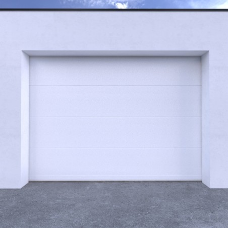 DESTOCKAGE Porte de Garage Sectionnelle Motorisée 2300mm x 1940mm Super Lisse Texturé Blanc 9010