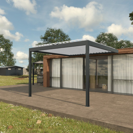 Pergola Bioclimatique EASY Adossée Lame Double Paroi Sur Mesure