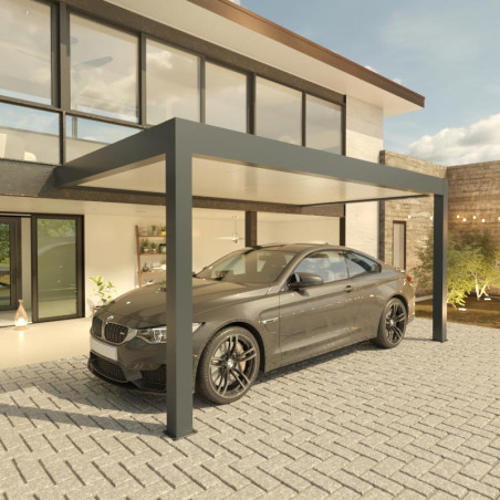 Carport Aluminium Toit Plat Adossé Sur Mesure