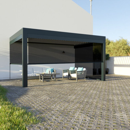 Pergola Bioclimatique Aluminium GRANDLUX Adossée Standard Blanche ou Grise