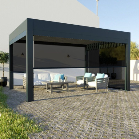 Pergola Bioclimatique Aluminium GRANDLUX Autoportée Standard Blanche ou Grise