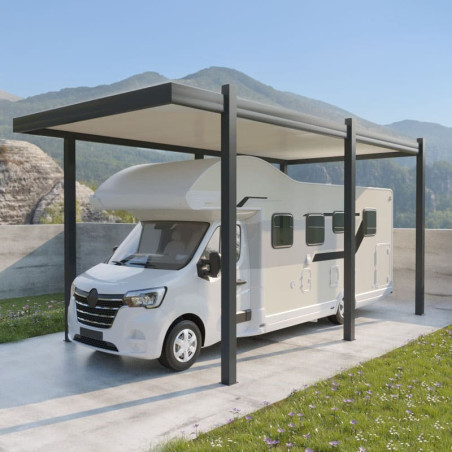 Carport Aluminium Toit Plat Autoporté Camping Car Design Sur Mesure