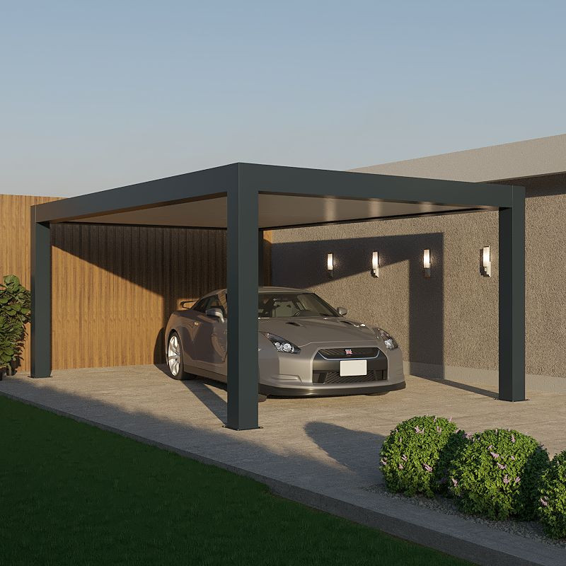 Carport Aluminium Toit Plat Autoporté Géant Sur Mesure