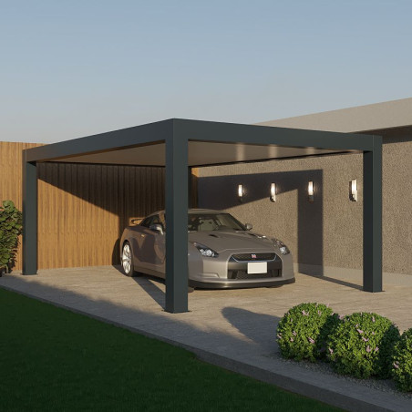 Carport Aluminium Toit Plat Autoporté Géant Sur Mesure