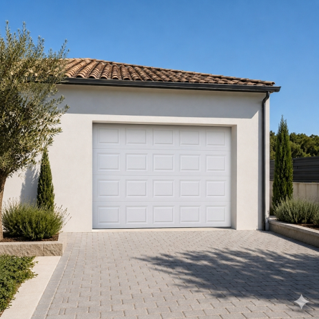 Porte de Garage Sectionnelle Cassette Blanche Standard  avec Ressort à Torsion