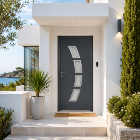 Porte d'Entrée en Aluminium Sur Mesure LIPARI ALUNOX Toutes Couleurs