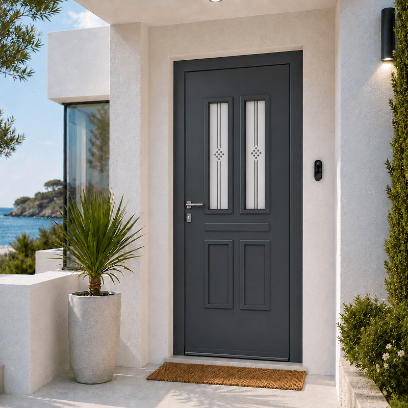 Porte d'Entrée en Aluminium Sur Mesure SANTORINI Toutes Couleurs