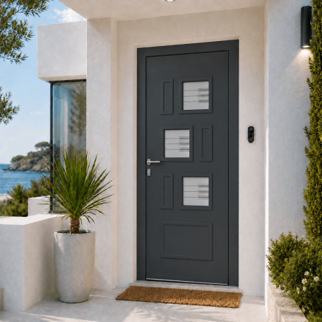 Porte d'Entrée en Aluminium Sur Mesure LUNDY Toutes Couleurs