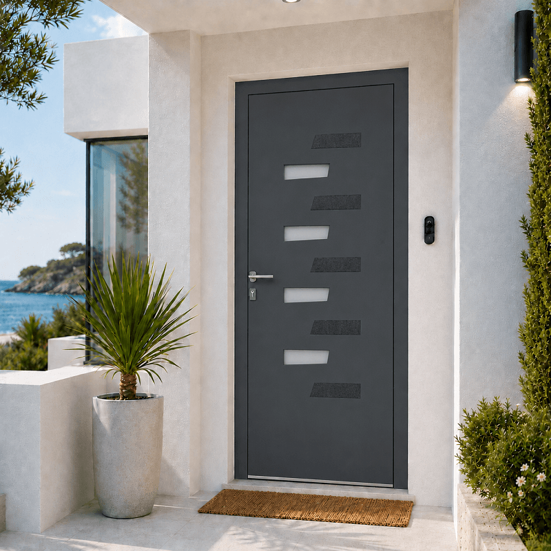 Porte d'Entrée en Aluminium sur Mesure VULCANO ALUNOX Toutes Couleurs