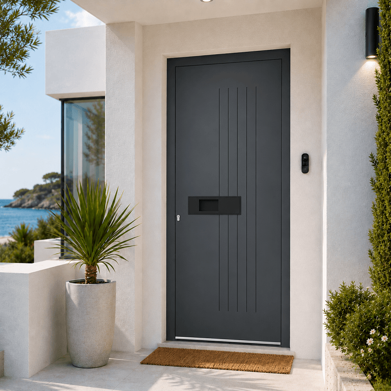Porte d'Entrée en Aluminium sur Mesure SICILE Toutes Couleurs