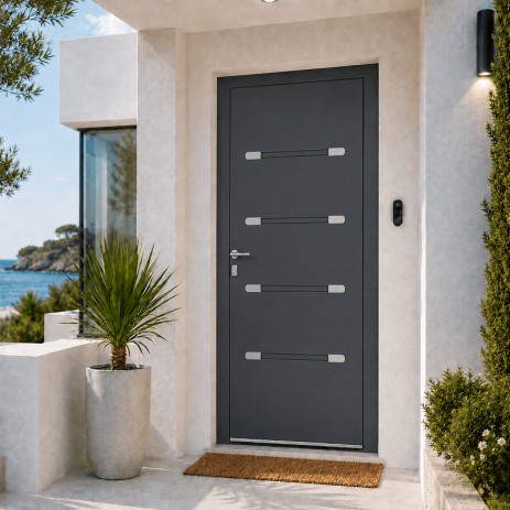Porte d'Entrée en Aluminium sur Mesure LEUCADE ALUNOX Toutes Couleurs