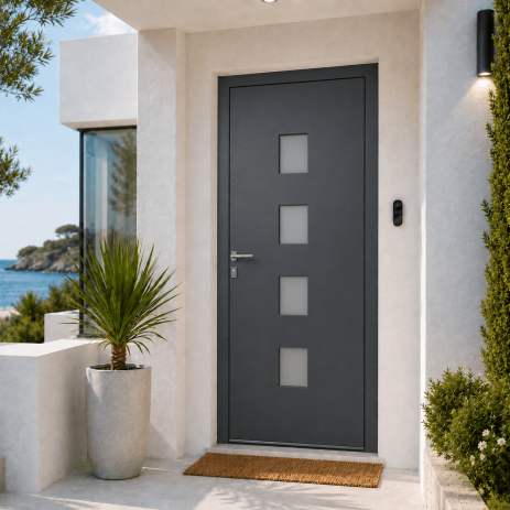 Porte d'Entrée en Aluminium sur Mesure CAPRI Toutes Couleurs