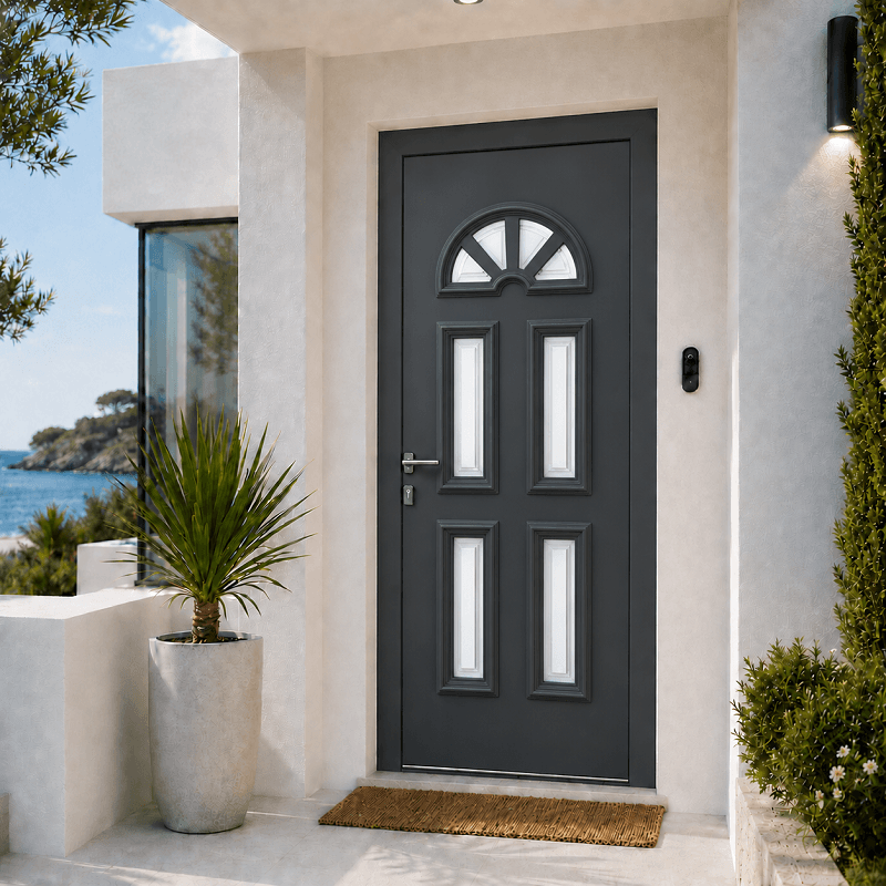 Porte d'Entrée en Aluminium Sur Mesure TILOS ALUNOX PLUS Toutes Couleurs