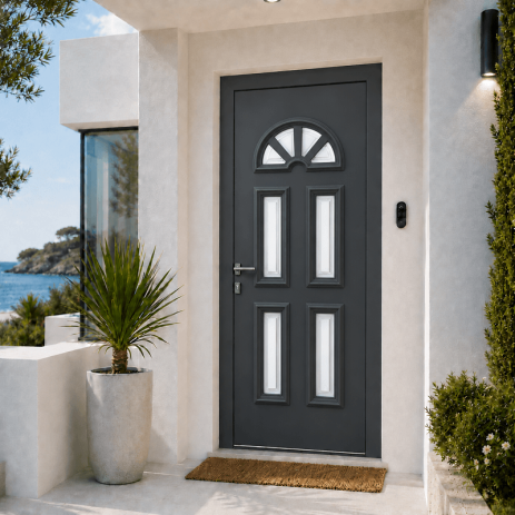 Porte d'Entrée en Aluminium Sur Mesure TILOS ALUNOX PLUS Toutes Couleurs