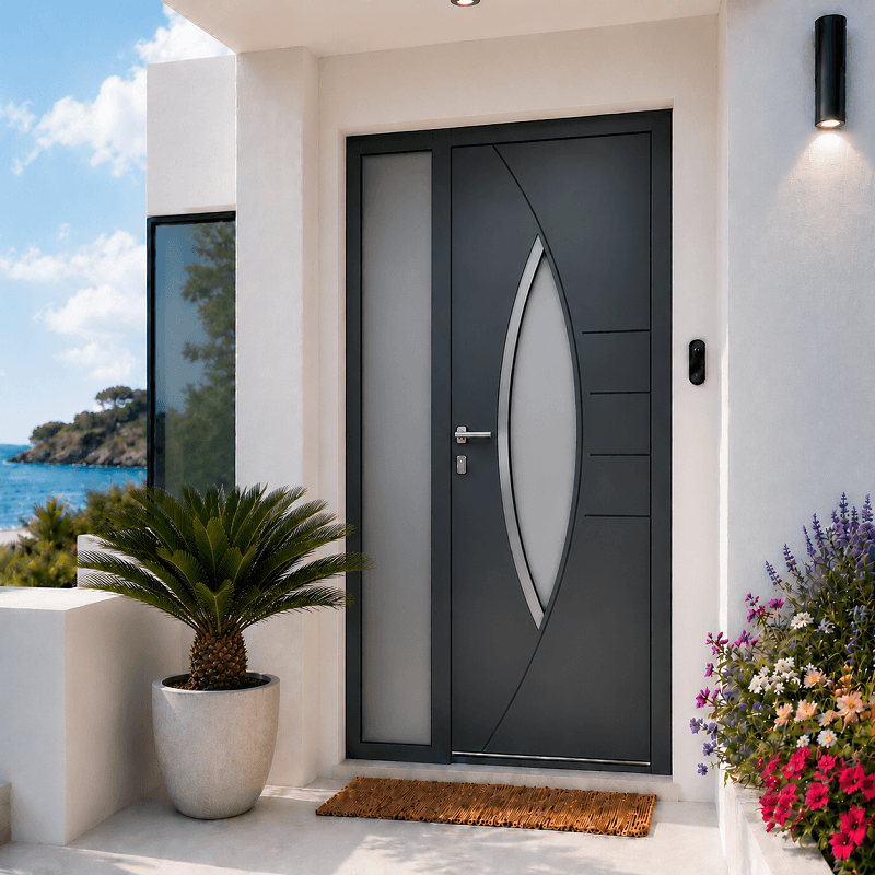 Porte d'Entrée en Aluminium Sur Mesure CABRERA ALUNOX Tierce Fixe Vitrée Toutes Couleurs