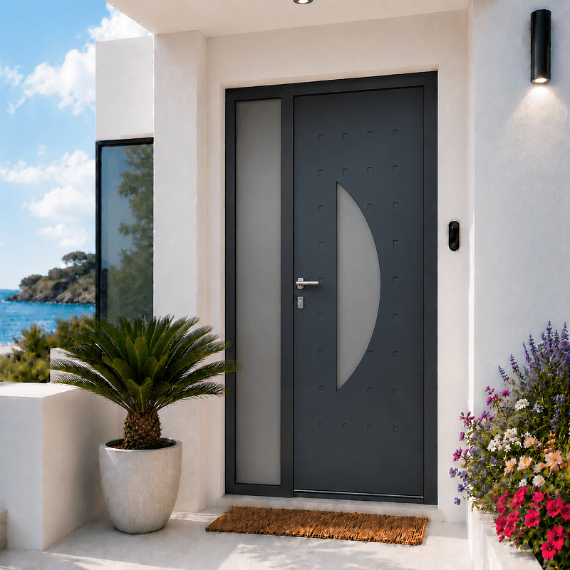 Porte d'Entrée en Aluminium Sur Mesure CABRERA Tierce Fixe Vitrée Toutes Couleurs