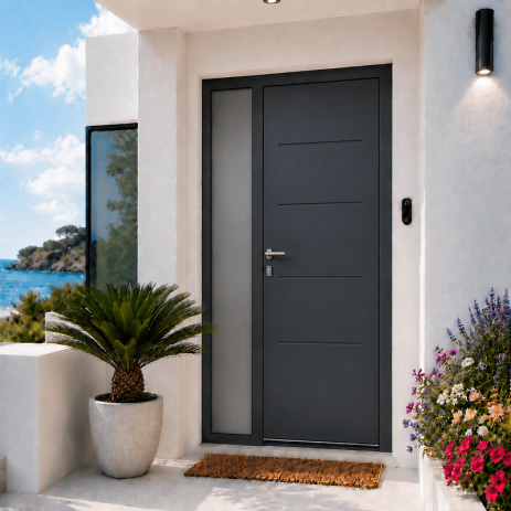 Porte d'Entrée en Aluminium Sur Mesure IBIZA Tierce Fixe Vitrée Toutes Couleurs