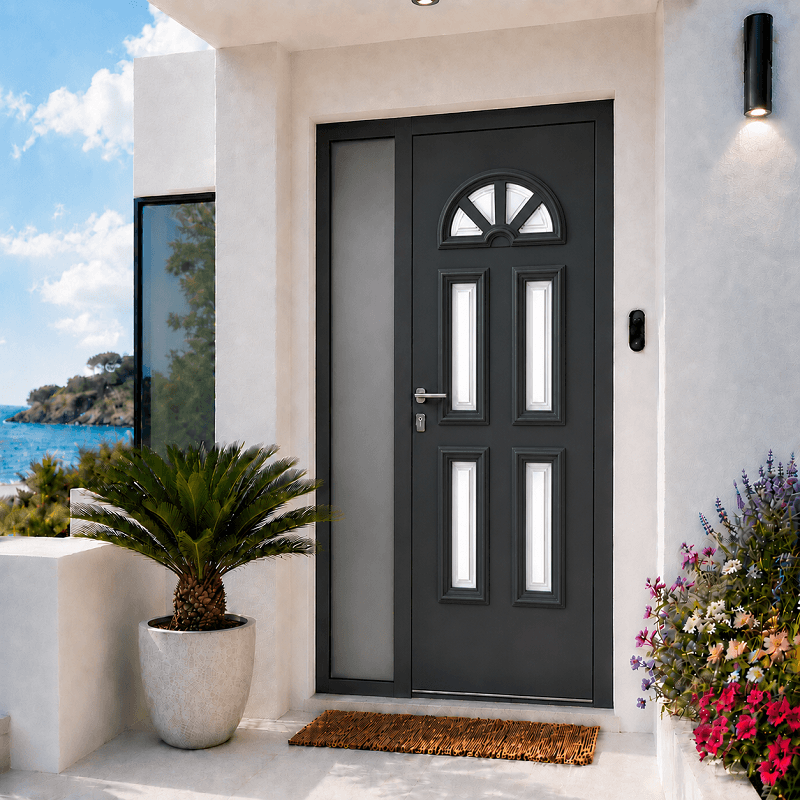 Porte d'Entrée en Aluminium Sur Mesure TILOS ALUNOX PLUS Tierce Fixe Vitrée Toutes Couleurs