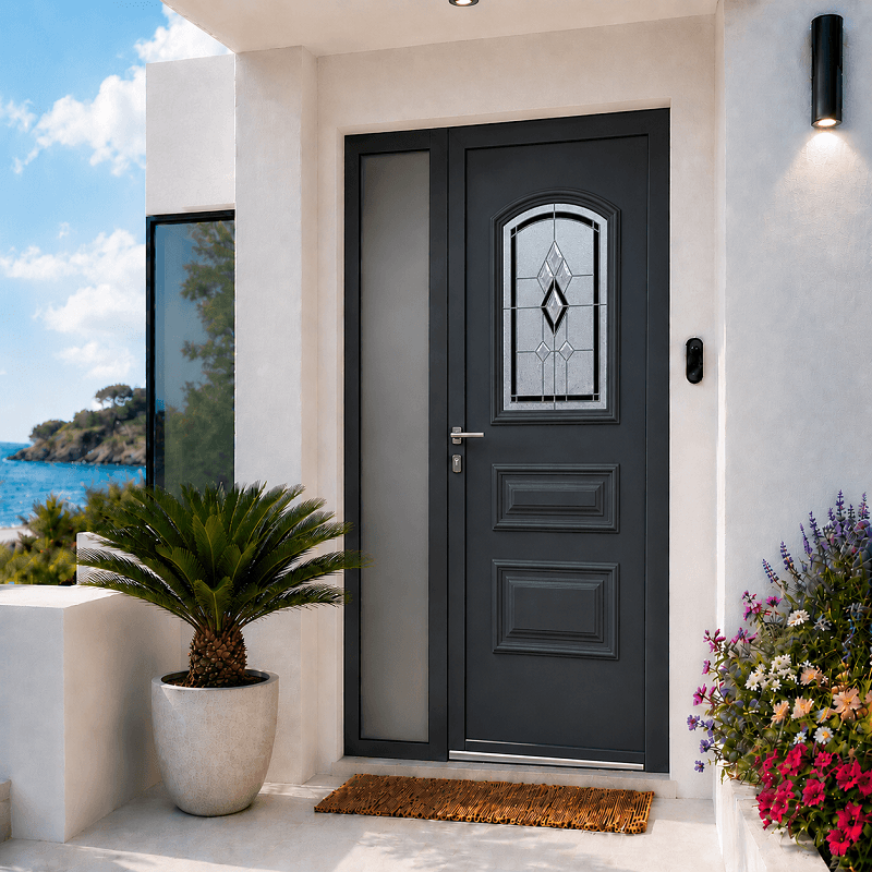 Porte d'Entrée en Aluminium Sur Mesure SARIA ALUNOX Tierce Fixe Vitrée Toutes Couleurs