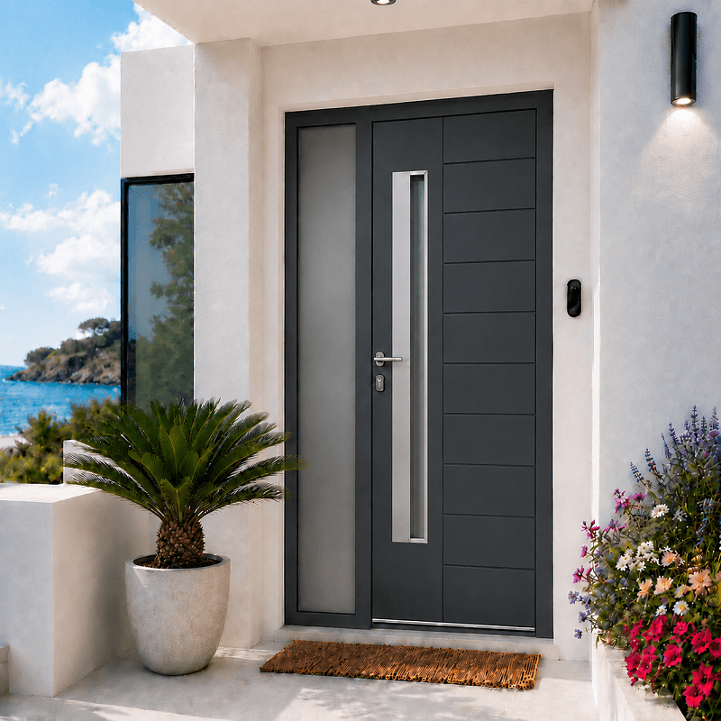 Porte d'Entrée en Aluminium Sur Mesure SILBA ALUNOX Tierce Fixe Vitrée Toutes Couleurs