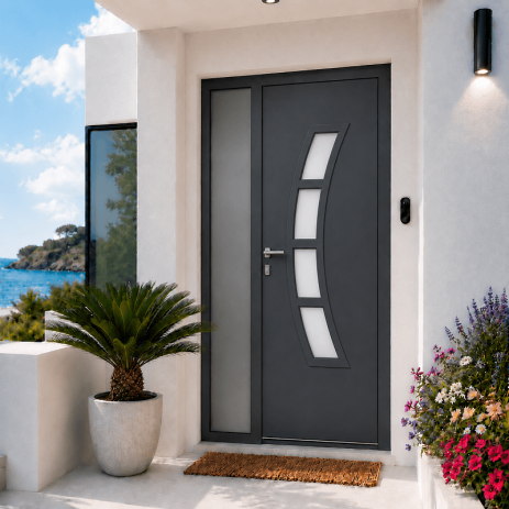 Porte d'Entrée en Aluminium Sur Mesure ASINARA ALUNOX Tierce Fixe Vitrée Toutes Couleurs