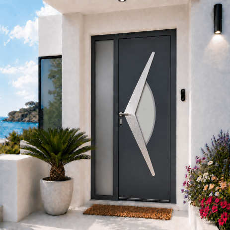 Porte d'Entrée en Aluminium Sur Mesure GOZO ALUNOX Tierce Fixe Vitrée Toutes Couleurs