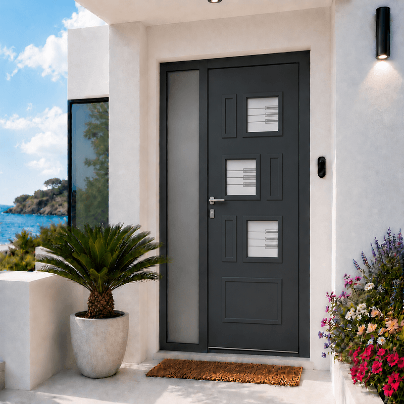 Porte d'Entrée en Aluminium Sur Mesure LUNDY Tierce Fixe Vitrée Toutes Couleurs