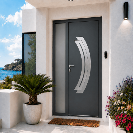 Porte d'Entrée en Aluminium Sur Mesure AÇORES ALUNOX Tierce Fixe Vitrée Toutes Couleurs