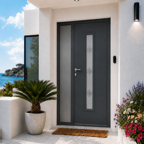 Porte d'Entrée en Aluminium Sur Mesure CAPRAIA Tierce Fixe Vitrée Toutes Couleurs