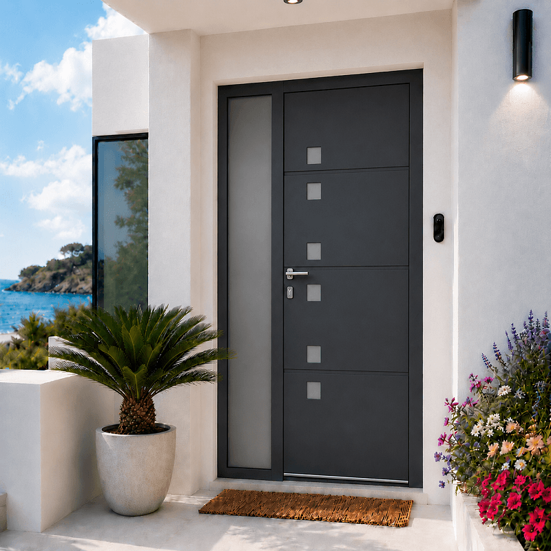 Porte d'Entrée en Aluminium Sur Mesure KASSOS ALUNOX Tierce Fixe Vitrée Toutes Couleurs