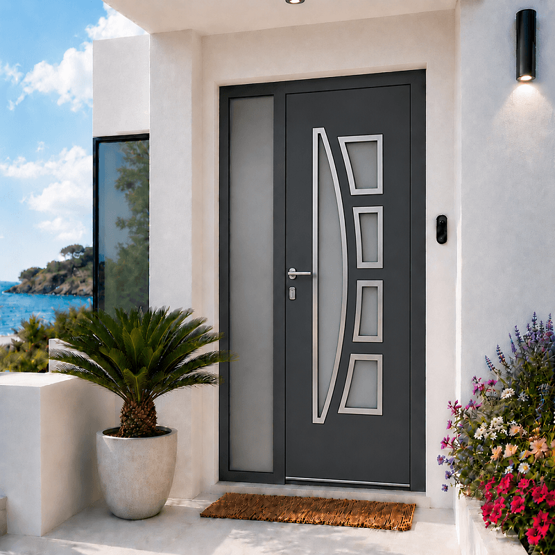 Porte d'Entrée en Aluminium Sur Mesure RINIA ALUNOX Tierce Fixe Vitrée Toutes Couleurs