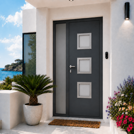 Porte d'Entrée en Aluminium Sur Mesure MALTE ALUNOX Tierce Fixe Vitrée Toutes Couleurs