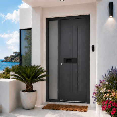 Porte d'Entrée en Aluminium Sur Mesure SICILE Tierce Fixe Vitrée Toutes Couleurs