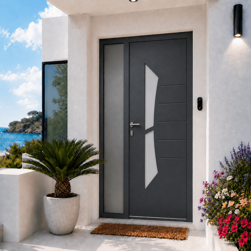 Porte d'Entrée en Aluminium Sur Mesure PIANOSA ALUNOX Tierce Fixe Vitrée Toutes Couleurs