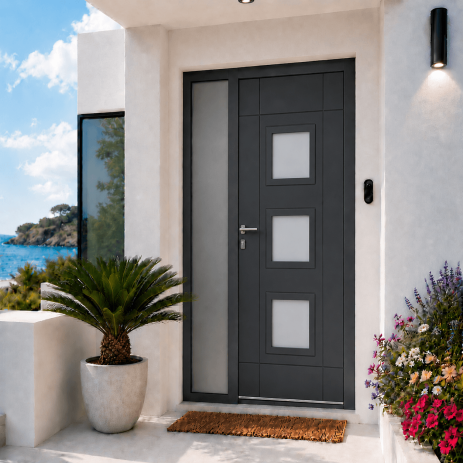 Porte d'Entrée en Aluminium Sur Mesure ANDROS Tierce Fixe Vitrée Toutes Couleurs