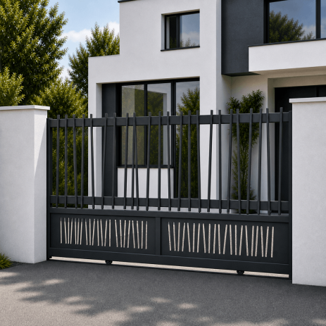Portail Kansas Coulissant 2 Vantaux Aluminium Sur Mesure 