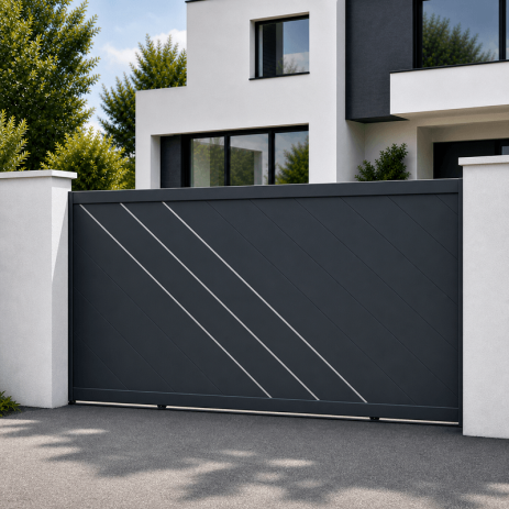 Portail Memphis Coulissant Standard Blanc ou Gris 