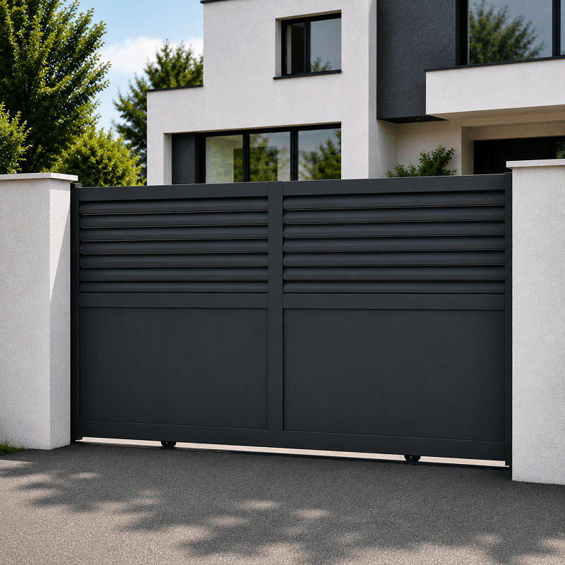 Portail Dresden Aluminium Coulissant Standard Blanc ou Gris 