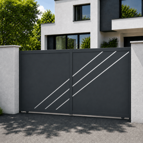 Portail München Coulissant Standard Gris 
