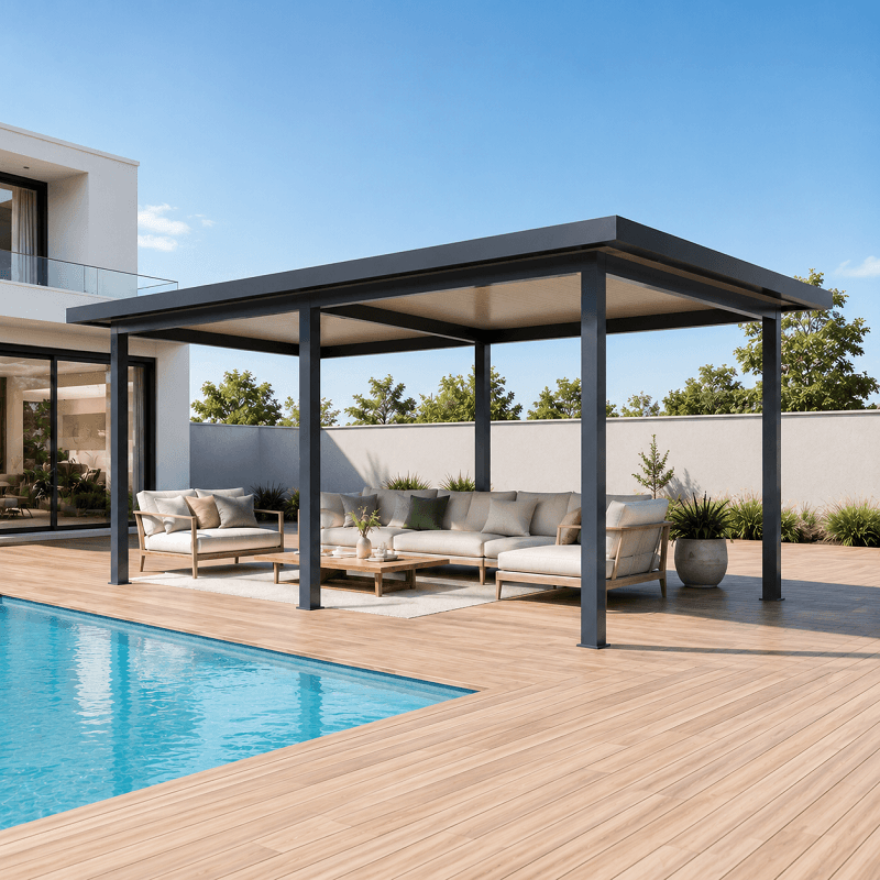 Pergola Aluminium Toit Plat avec Débords 7 x 4 m