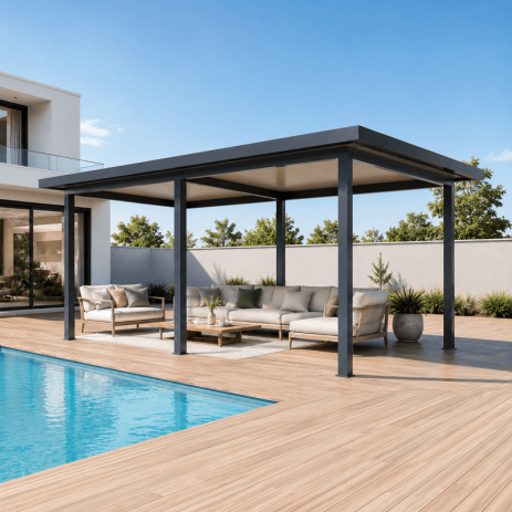 Pergola Aluminium Toit Plat avec Débords 7 x 4 m