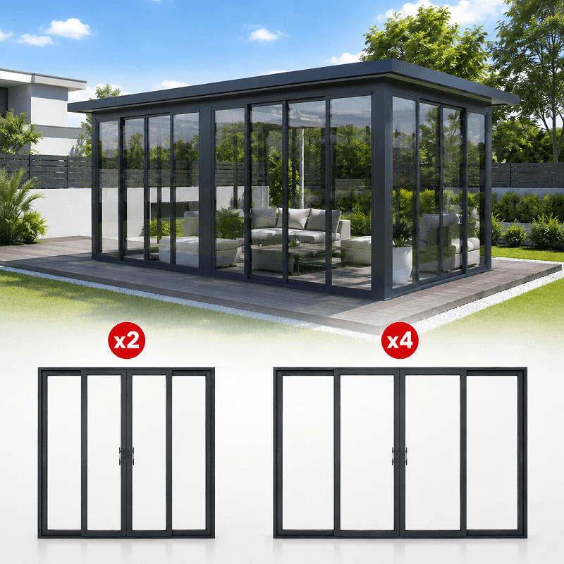 Fermeture de Pergola Toit Plat avec Débord Toute Fermée 7x4 M