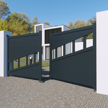 Portail Chicago Standard Battant 2 Vantaux Hauteur 1600 mm Blanc ou Gris 