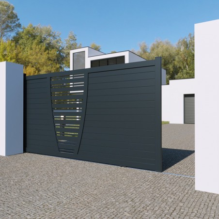 Portail New York Coulissant Standard Hauteur 1700 mm Blanc ou Gris 