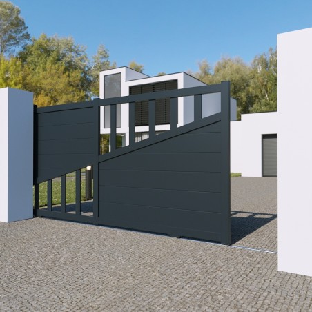 Portail Houston Coulissant 2 Vantaux Standard Hauteur 1600 mm Blanc ou Gris 