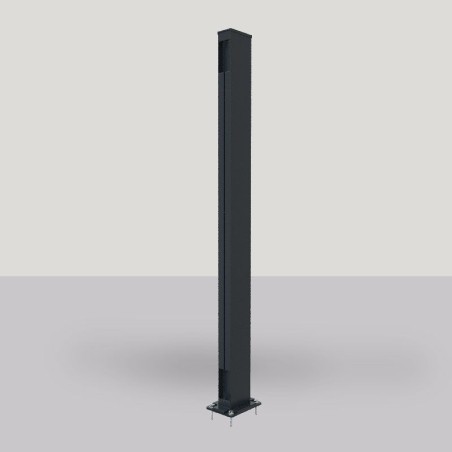Kit Montant pour Clôture en Panneau d'Aluminium Gris