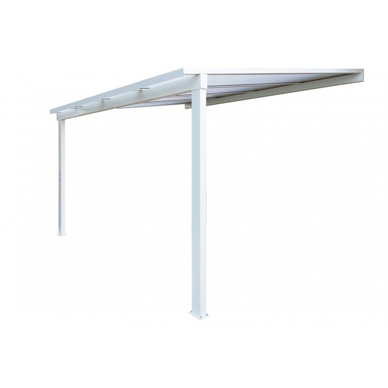 DESTOCKAGE Pergola Aluminium Classique Toiture en Polycarbonate 16 mm - 4 X 3m - Blanc - S110
