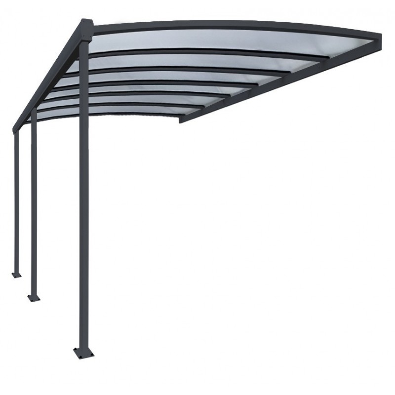 DESTOCKAGE Pergola Alu Classique Toiture en Polycarbonate 16 mm Standard 6x3m Grise - S517