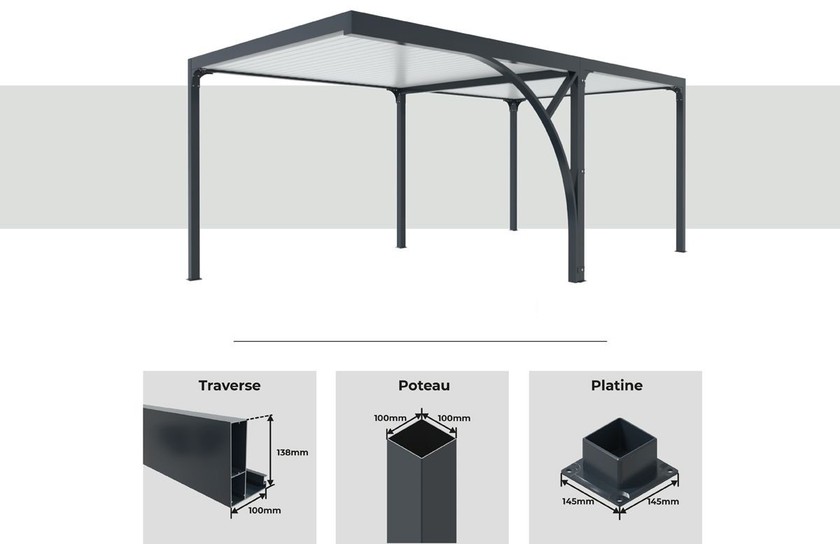 fournitures carport avec degagement toit plat