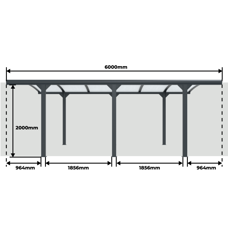 Longueur Carport Aluminium Cintré 6000x3000 mm